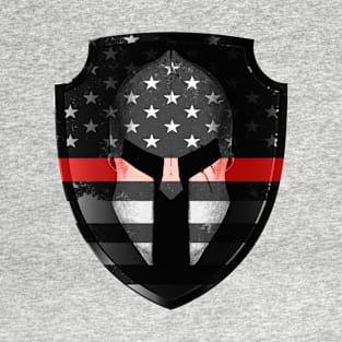 Red Line Spartan Helmet T-Shirt